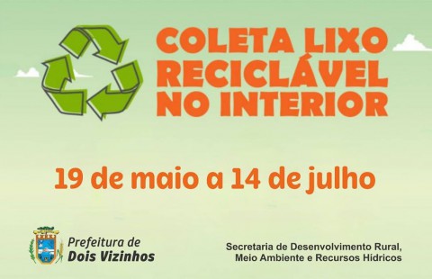 Começa hoje a coleta de lixo reciclável no interior de Dois Vizinhos Começa hoje a coleta de lixo reciclável no interior de Dois Vizinhos