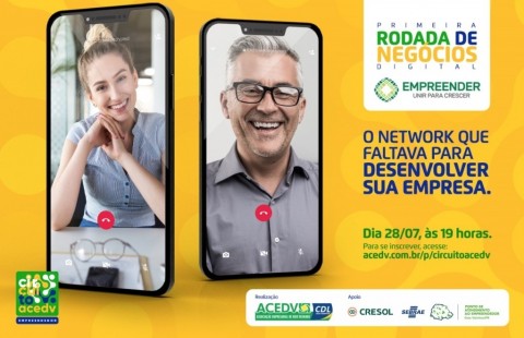 ACEDV e SEBRAE promovem hoje Rodada de Negócios Virtual ACEDV e SEBRAE promovem hoje Rodada de Negócios Virtual