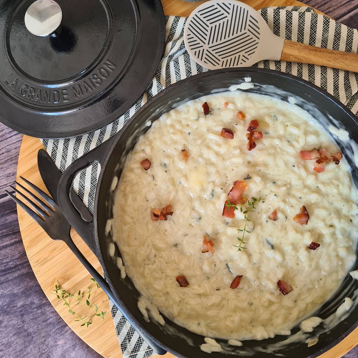 Receita .RISOTO DE GORGONZOLA COM BACON